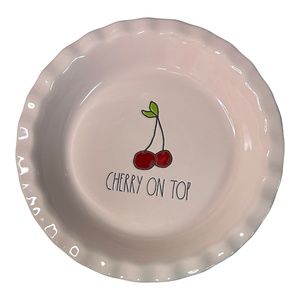 Rae Dunn "CHERRY ON TOP" Cherries Pie Baking Plate